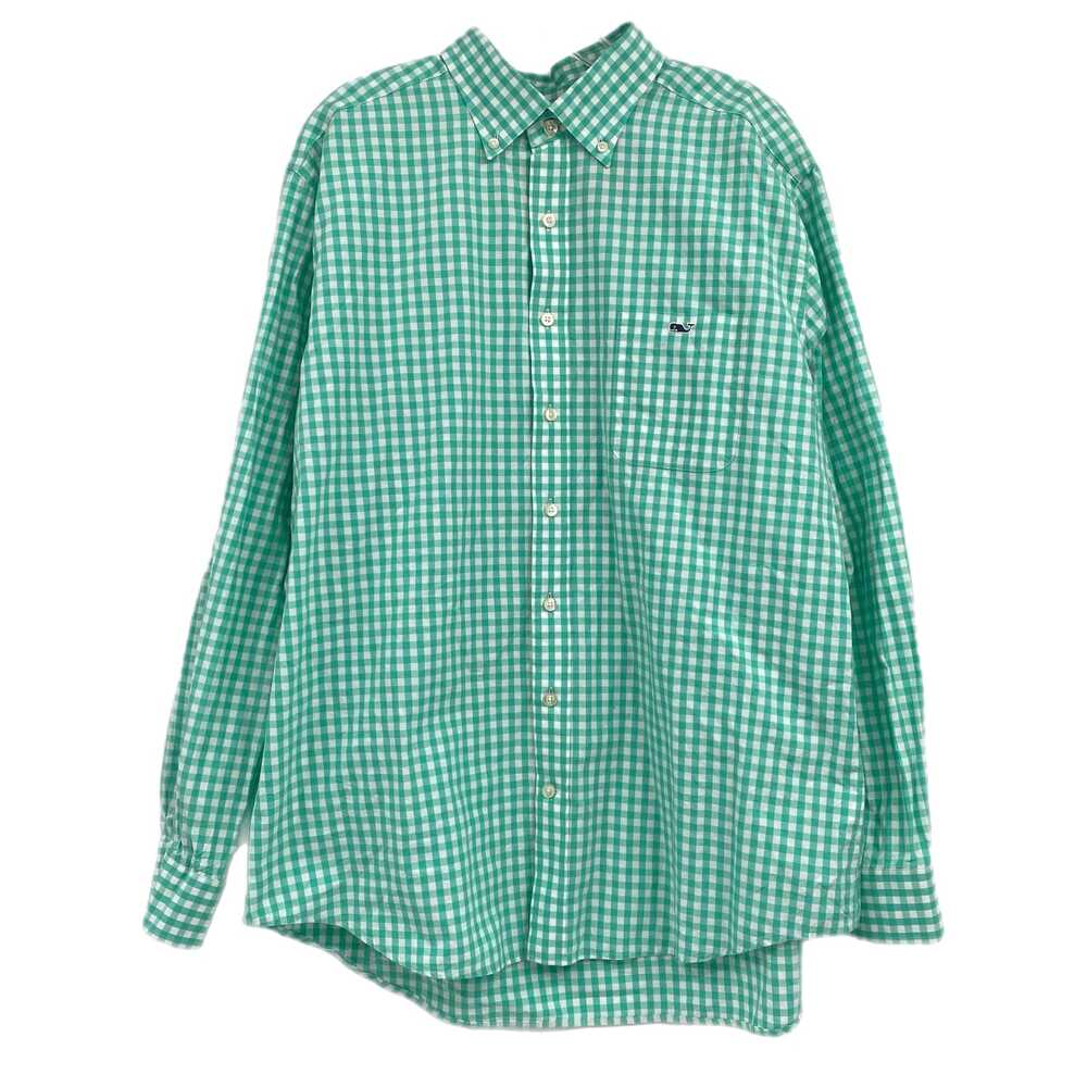 Vineyard Vines Green White Button-Up Shirt Gingham Slim Fit Long Sleeve Mens XL